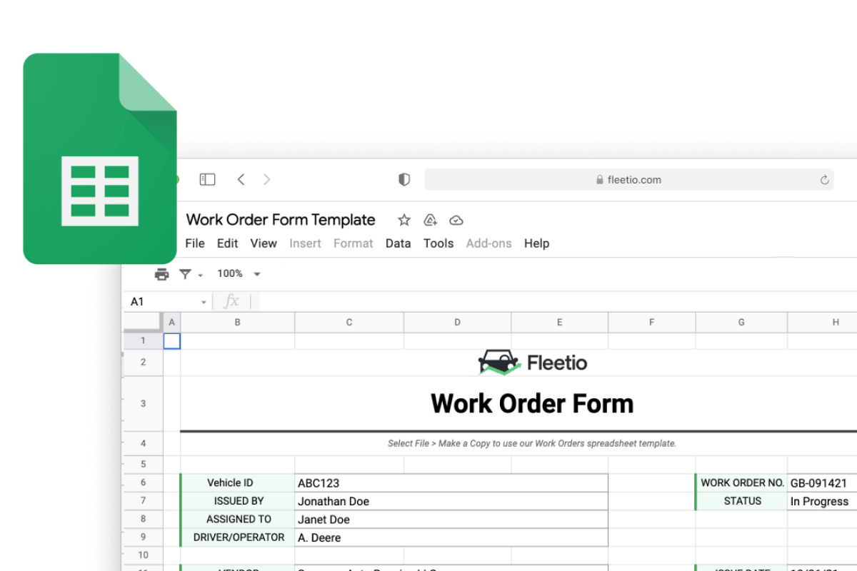 Work order template