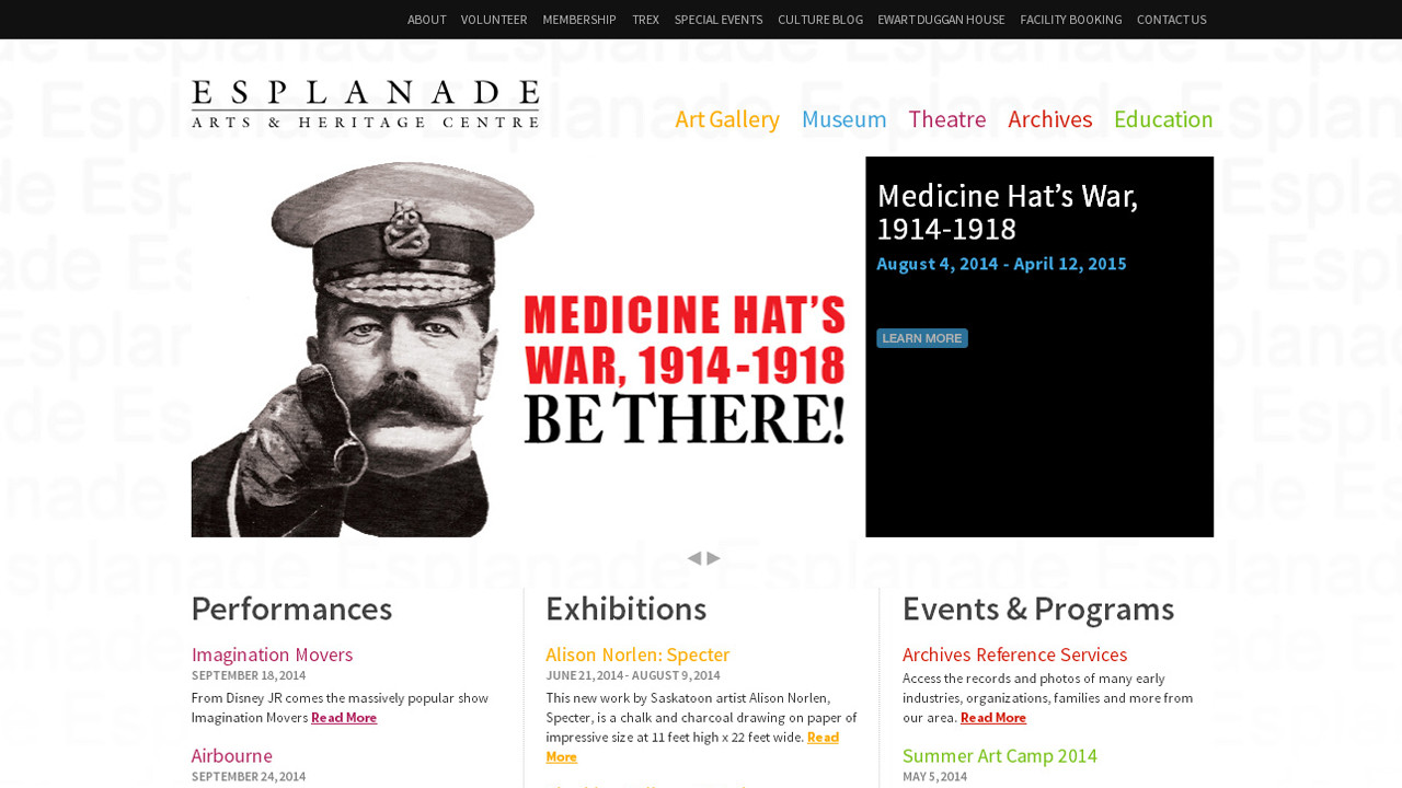 Esplanade Arts and Heritage Centre website