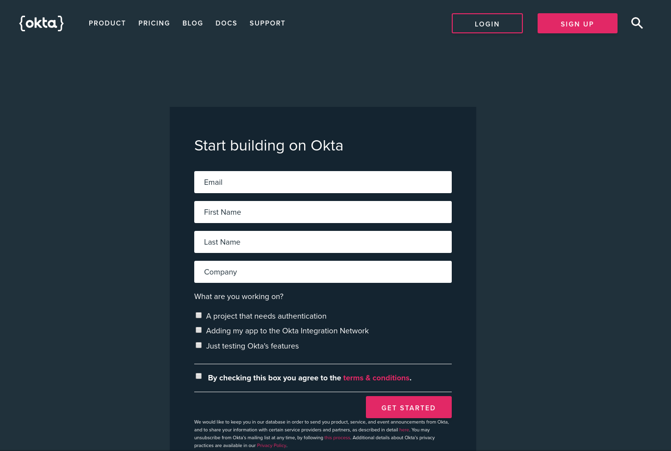 Start building on Okta