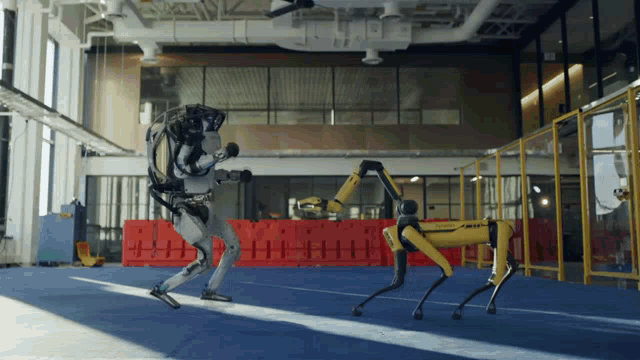 Two robots dancing with each other