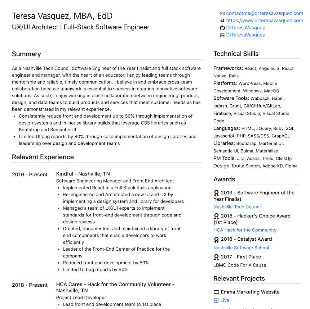 Resume Screen Shot