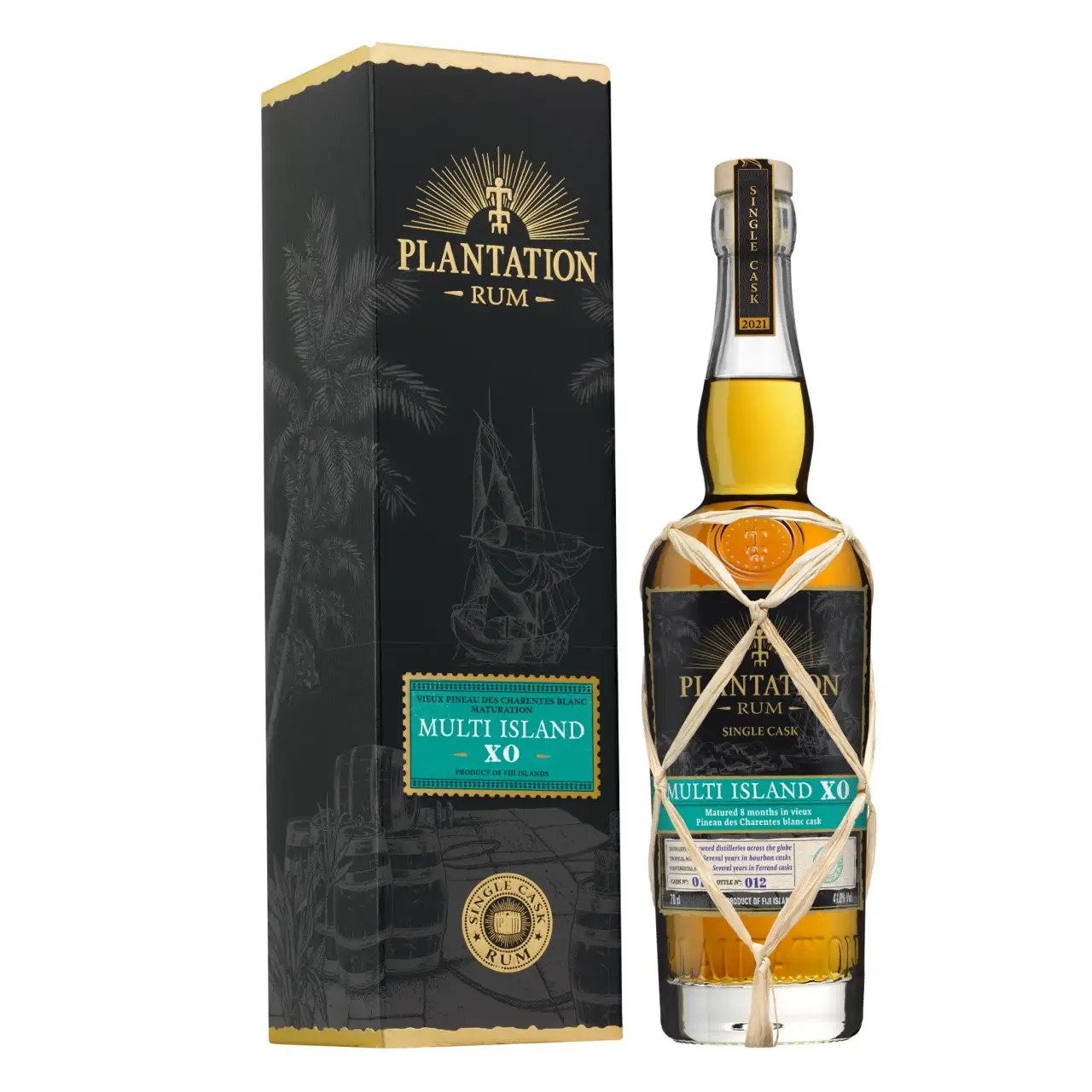 Image of the front of the bottle of the rum Plantation Multi Island Extra Old XO (Vieux Pineau des Charentes)