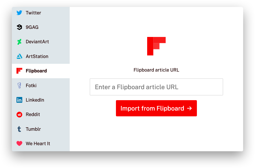Screenshot of the Flipboard service