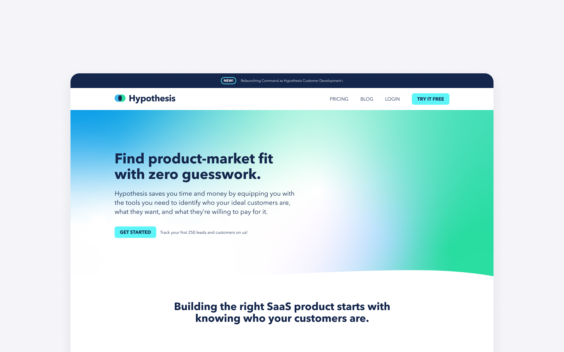 Hypothesis B2B SaaS startup branding