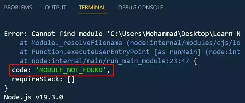 How To Fix ‘MODULE_NOT_FOUND’ Error in Node.js