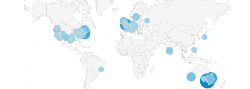 Cities where my visitors reside