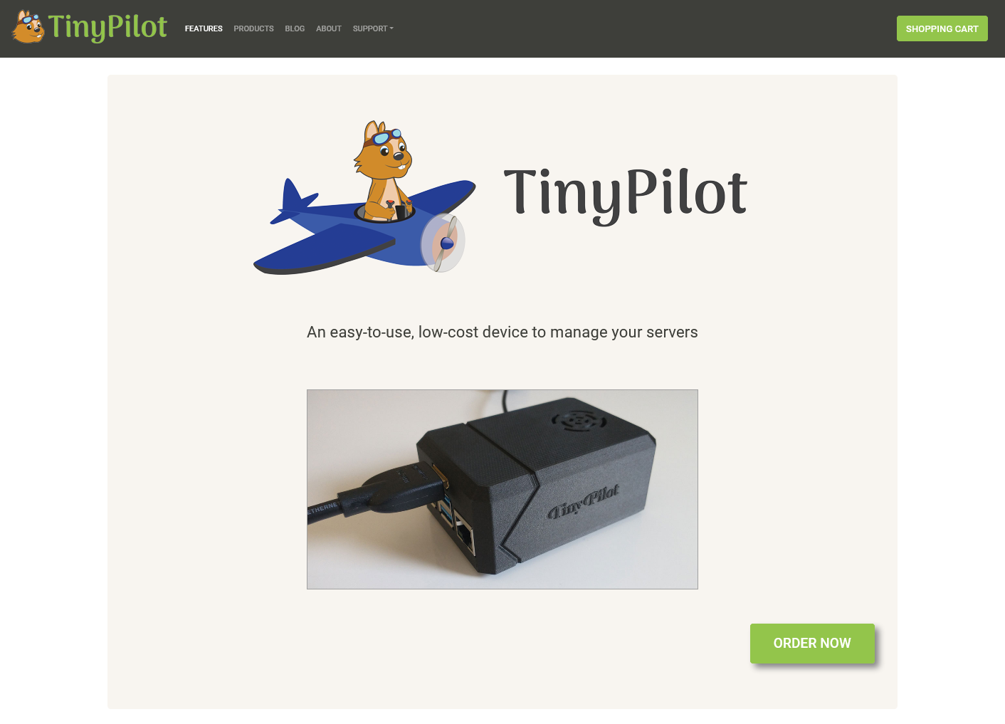 Screenshot of TinyPilot website