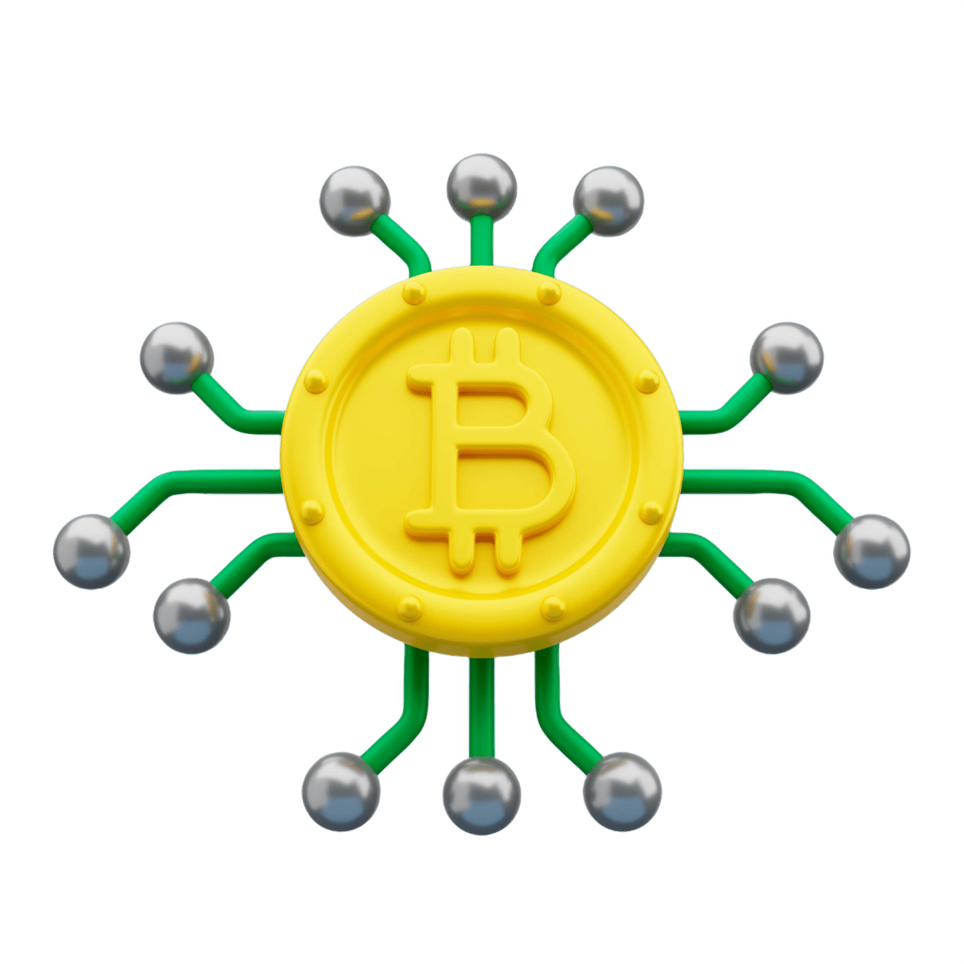3d render of a Bitcoin network symbol