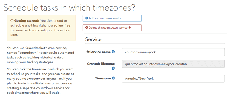 Countdown configuration wizard