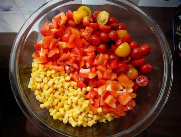 Chopped veggies for summer salad