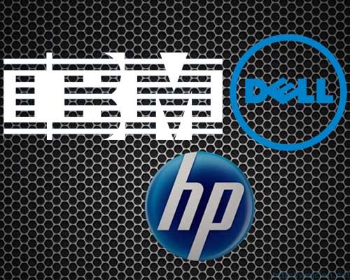 HP, Dell, IBM logos