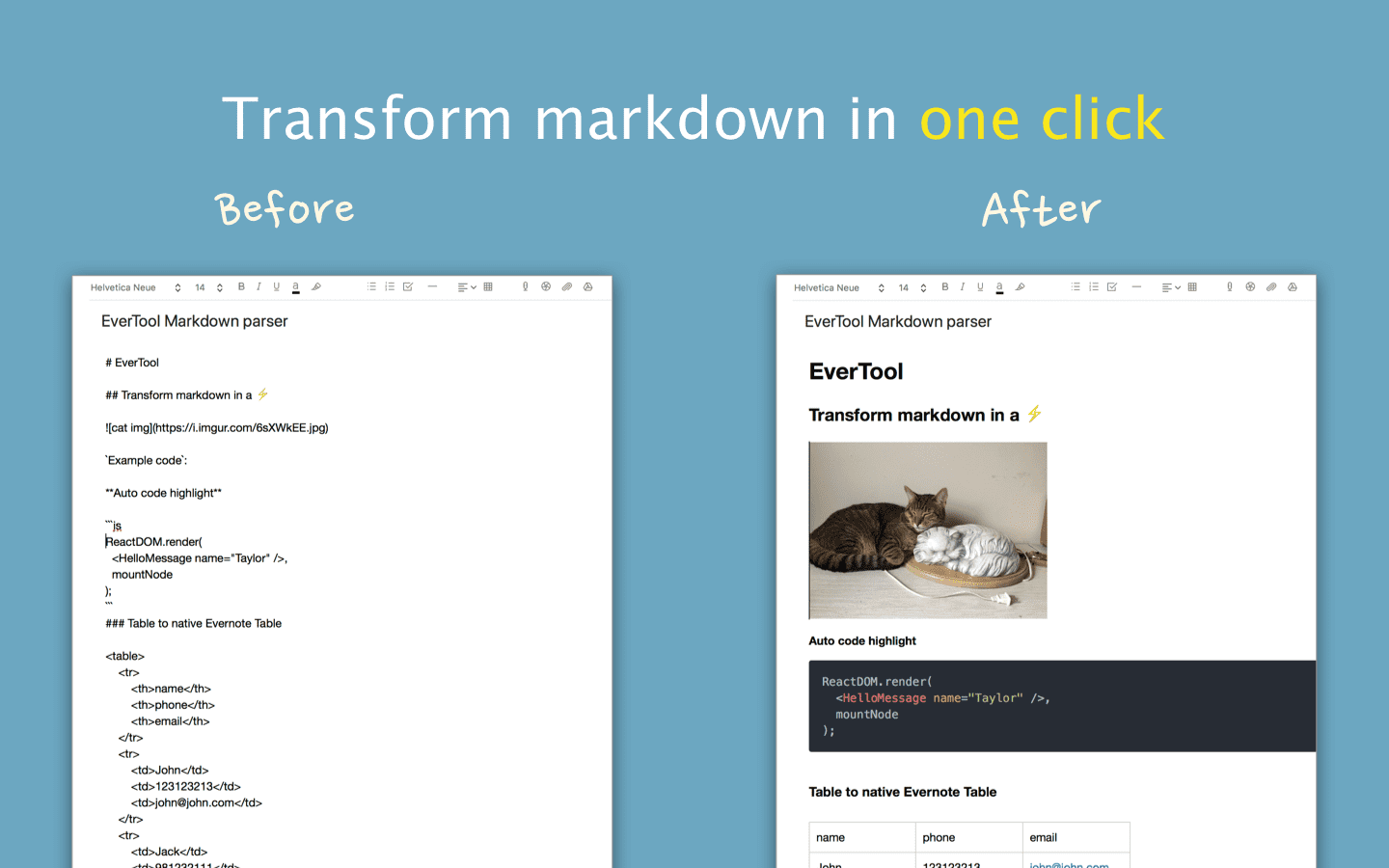 does evernote support markdown