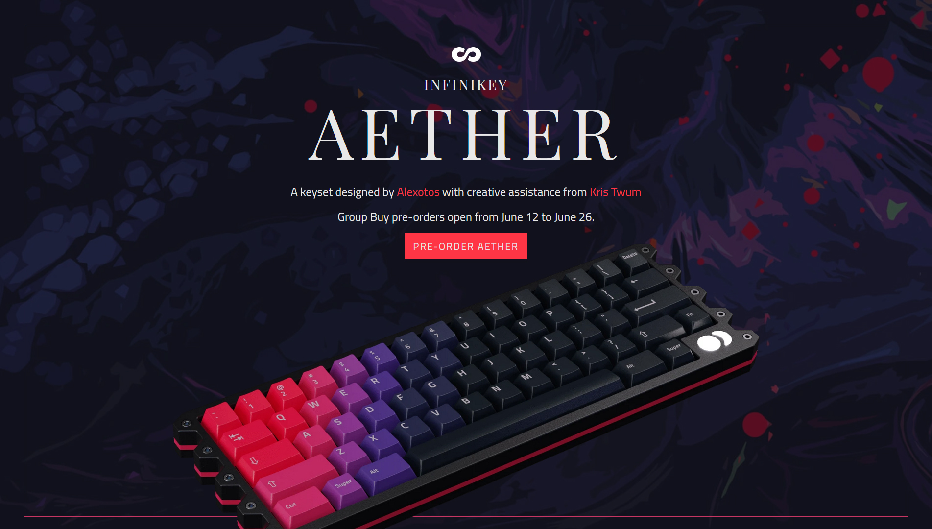 Screenshot of Aether page.