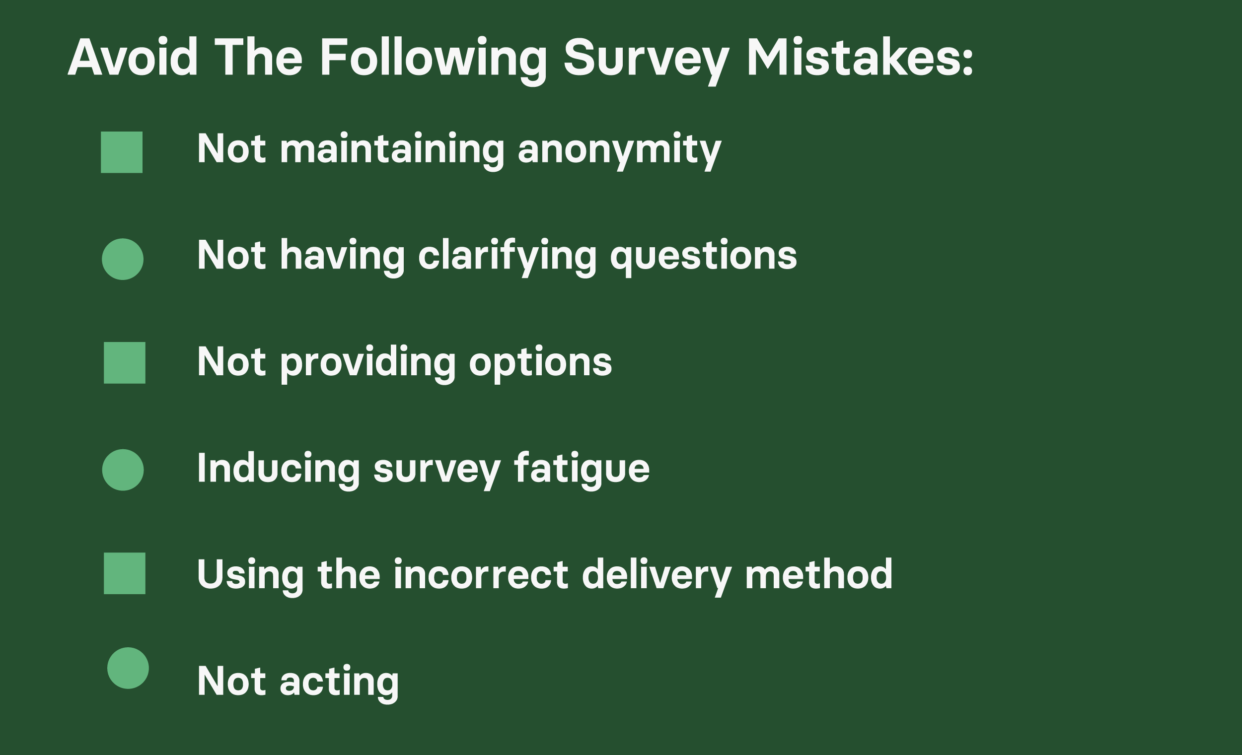 Graphic listing survey mistakes to avoid