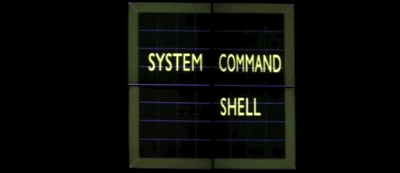 An unnecessarily elaborate user interface from Hackers (1995), about a young hacker, Dade Murphy —aka Zero Cool— who becomes involved in a corporate extortion conspiracy. The scene features a so-called “system command shell” represented by a green box outline on a black background. We zoom out to reveal many other similar boxes with commands in them. Several of them are flashing red.