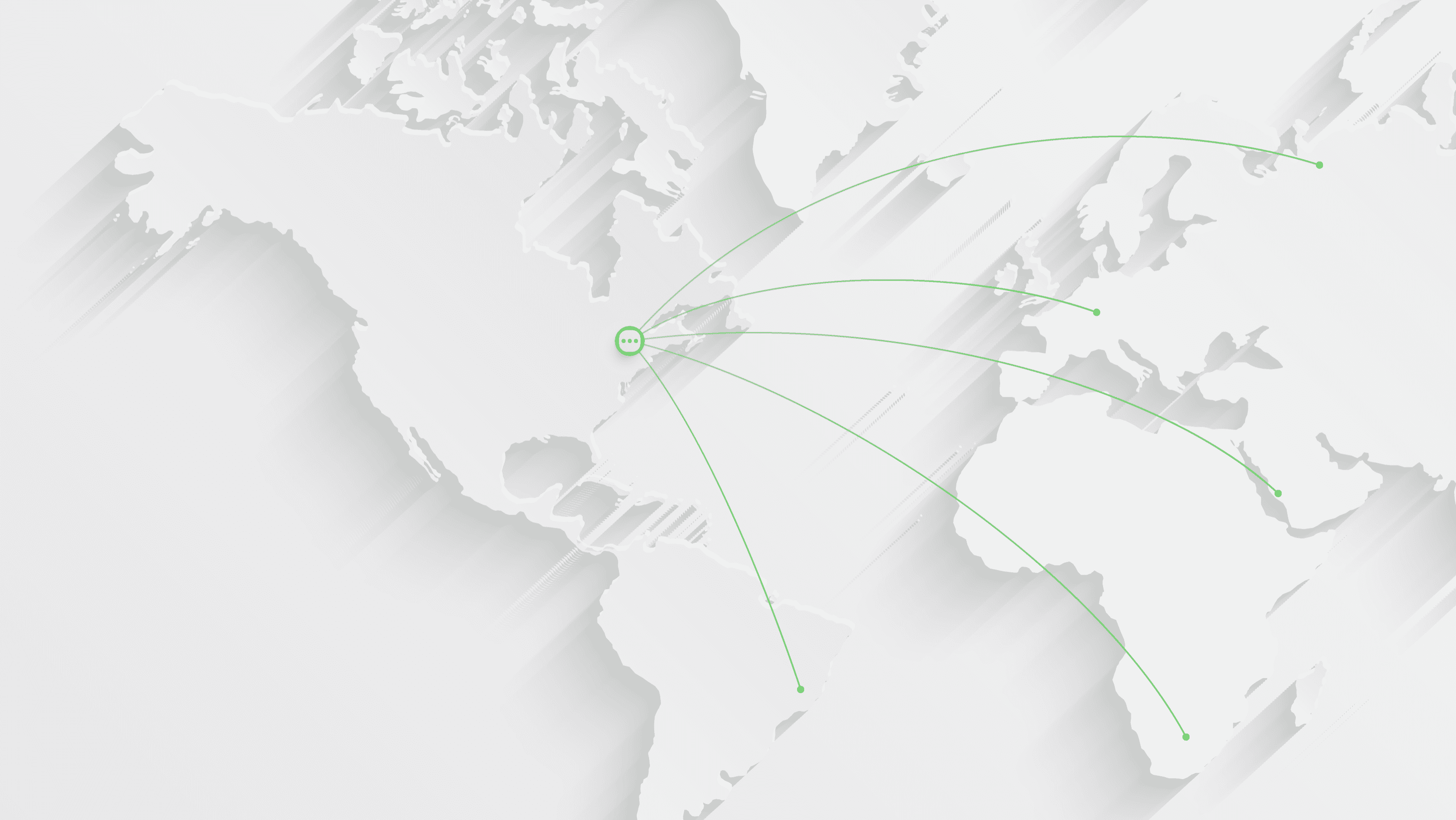 World map, grey in colour. Green else labs logo located where Ottawa, ON, Canada is located with multiple green lines, starting at the else logo and connecting to other major cities across the world!