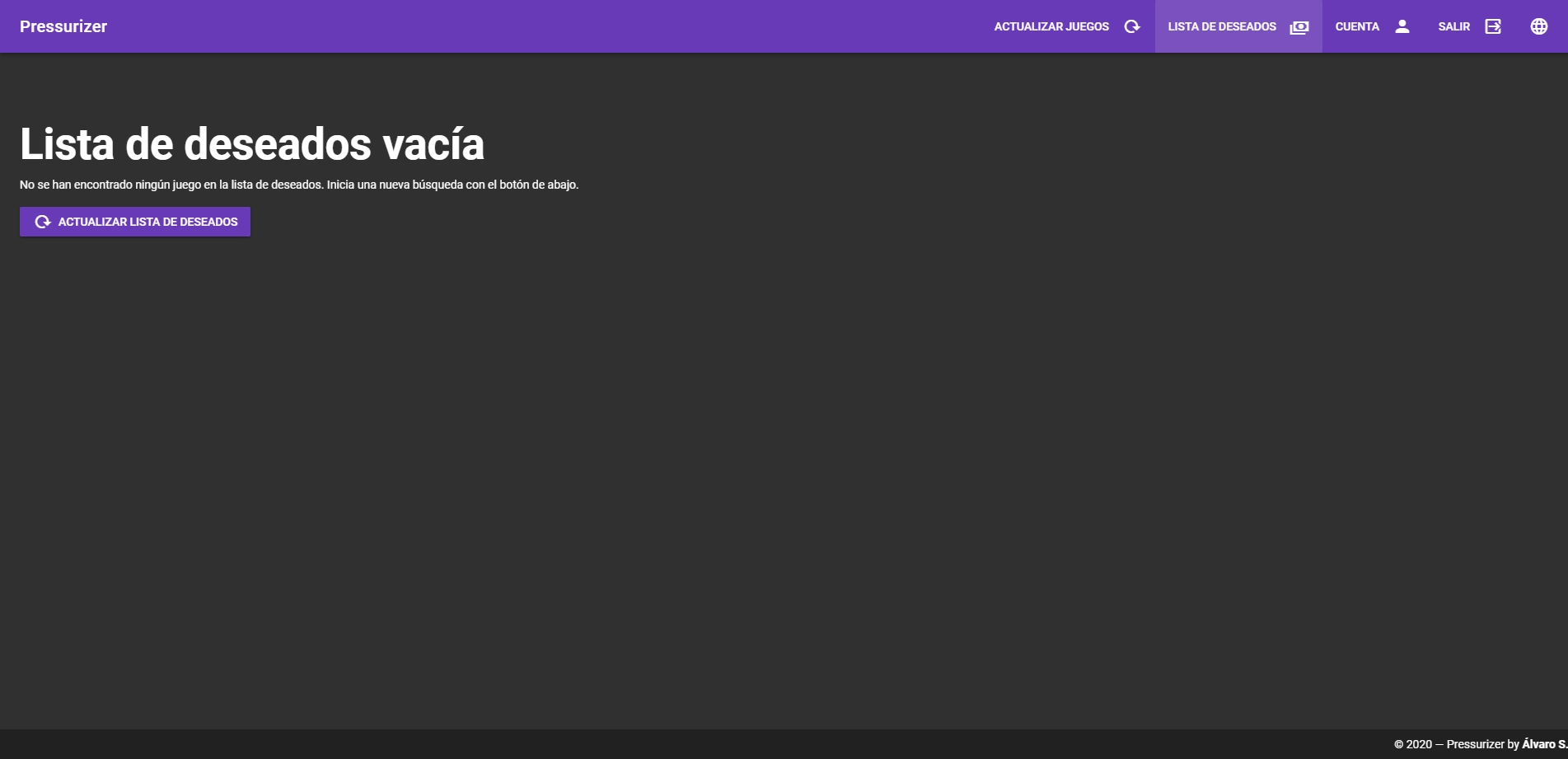 Lista de deseados: lista vacía