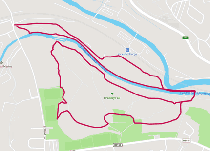 Bramley Fall Trail 5km run route map card image