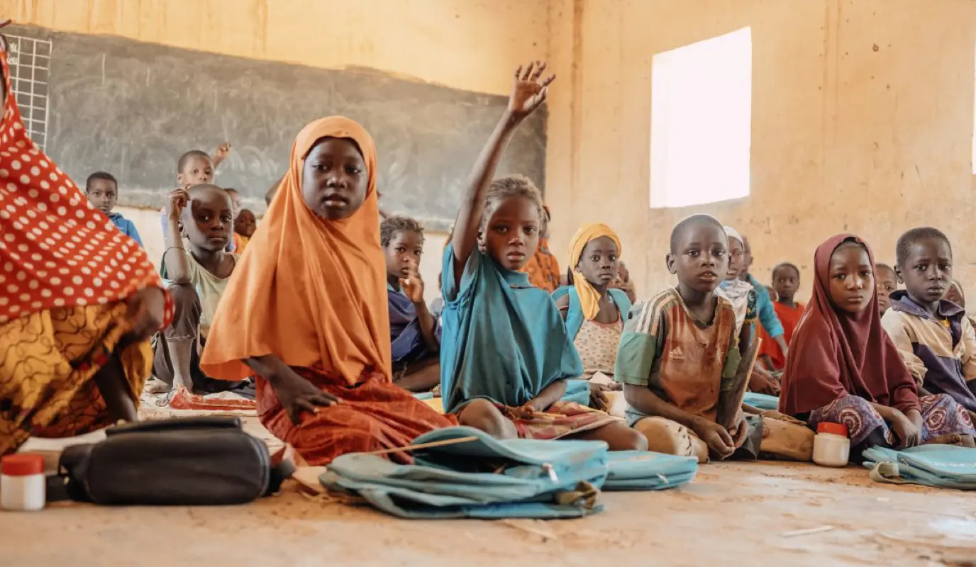 7-year-old Issoufou attends school in the village of Toungaïlli, Niger.