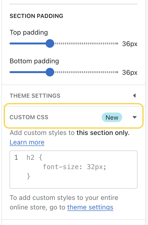 Adding custom CSS through the Customize theme option