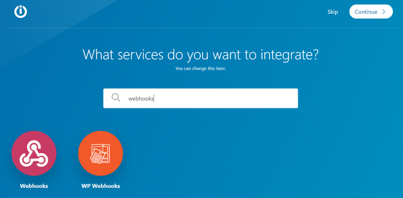 Choose webhook from the list of applications