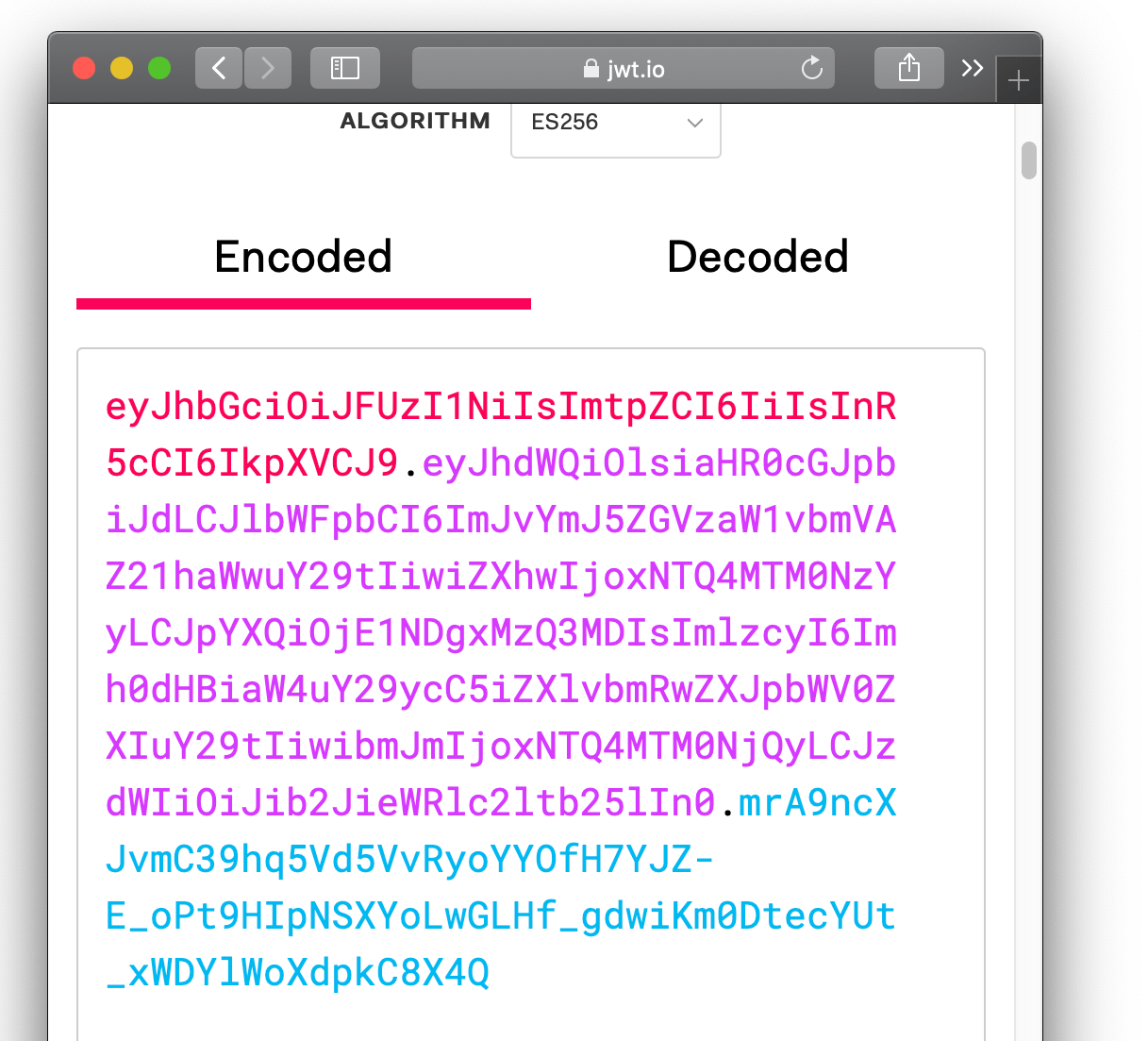 httpbin displaying decoded jwt