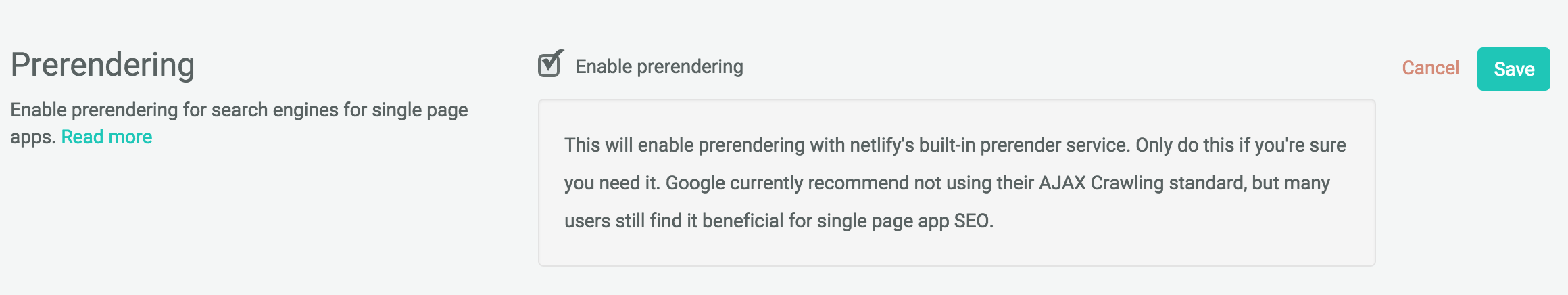 Enabling netlify's built-in prerendering