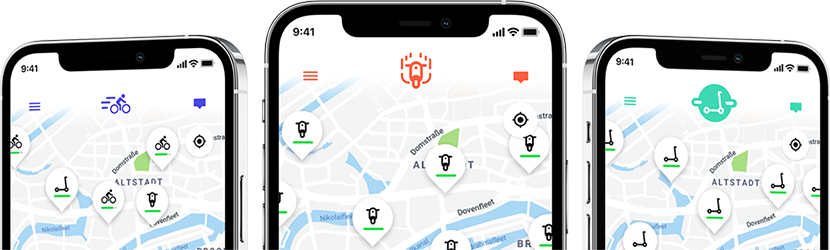 A showcase of Wunder app screenshots on three mobile devices.