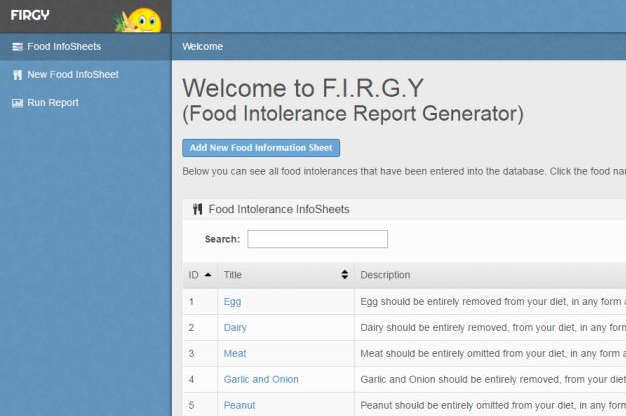 cropped screenshot of FIRG application homepage