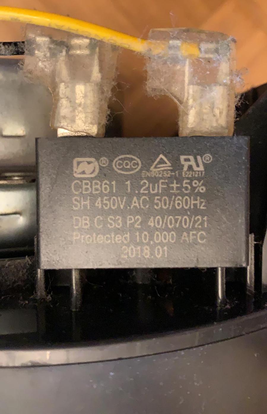The Starter Capacitor on the Main Fan Motor