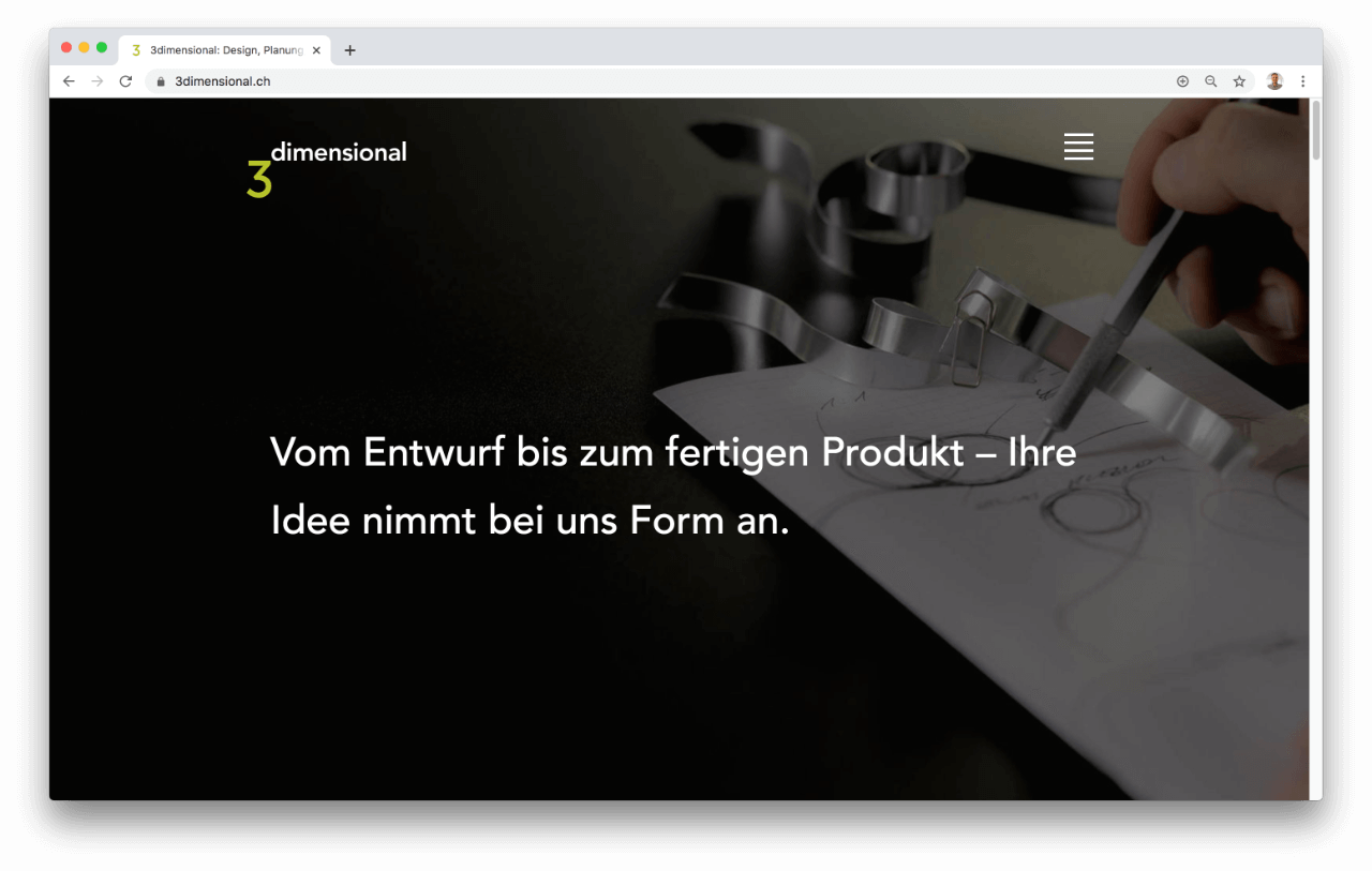 3dimensional Landingpage Screenshot