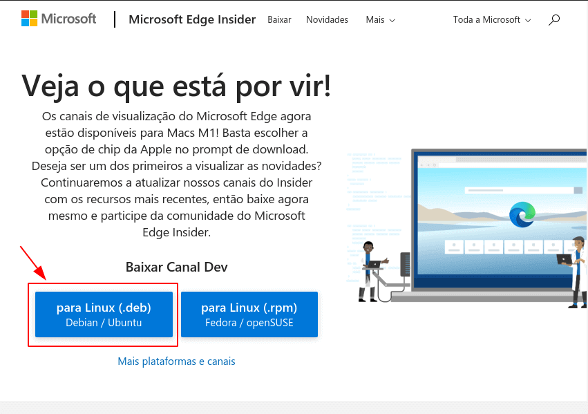 Site para download do Microsoft Edge