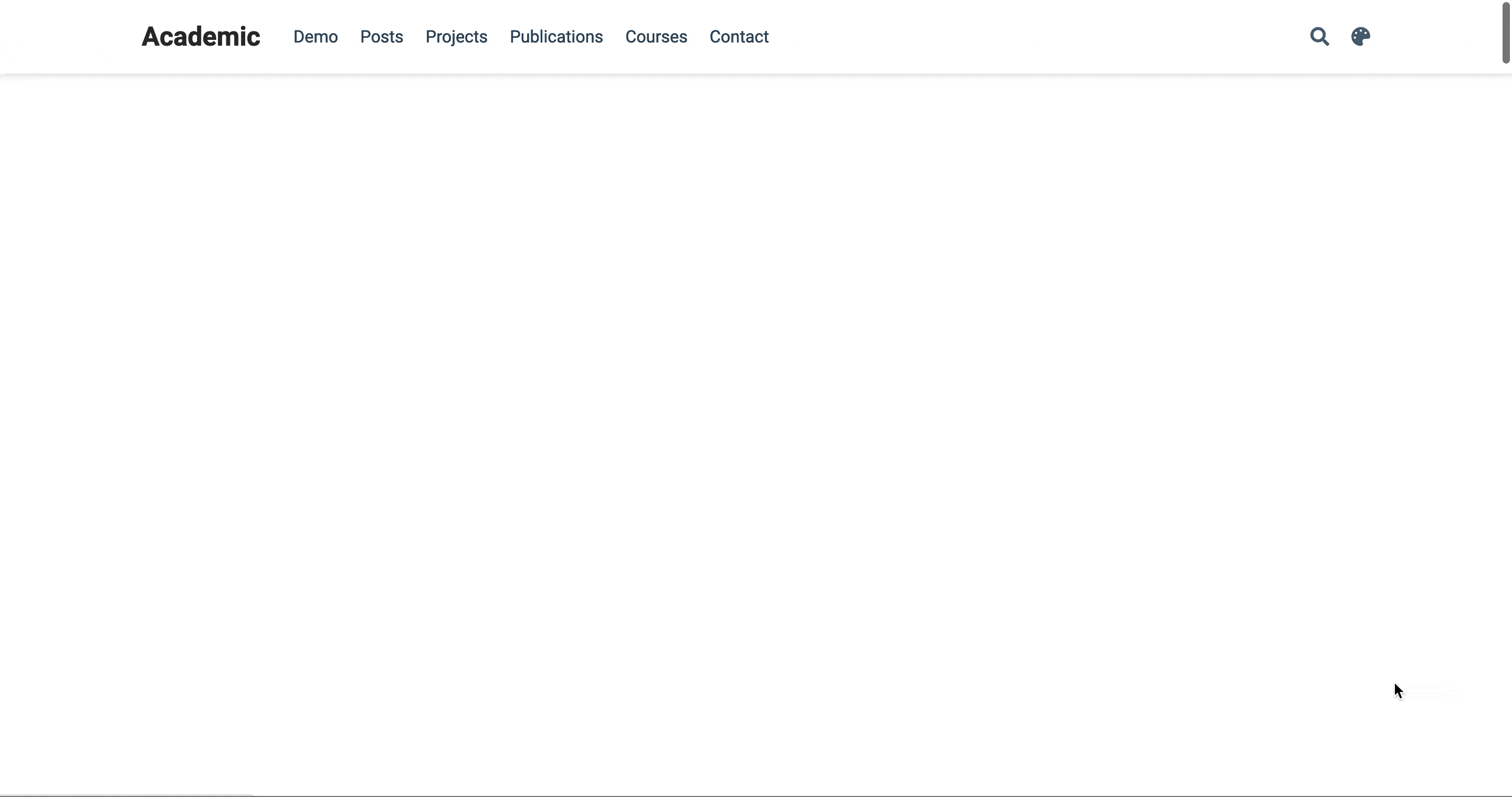 A gif of the content sliding in from the right side of the page