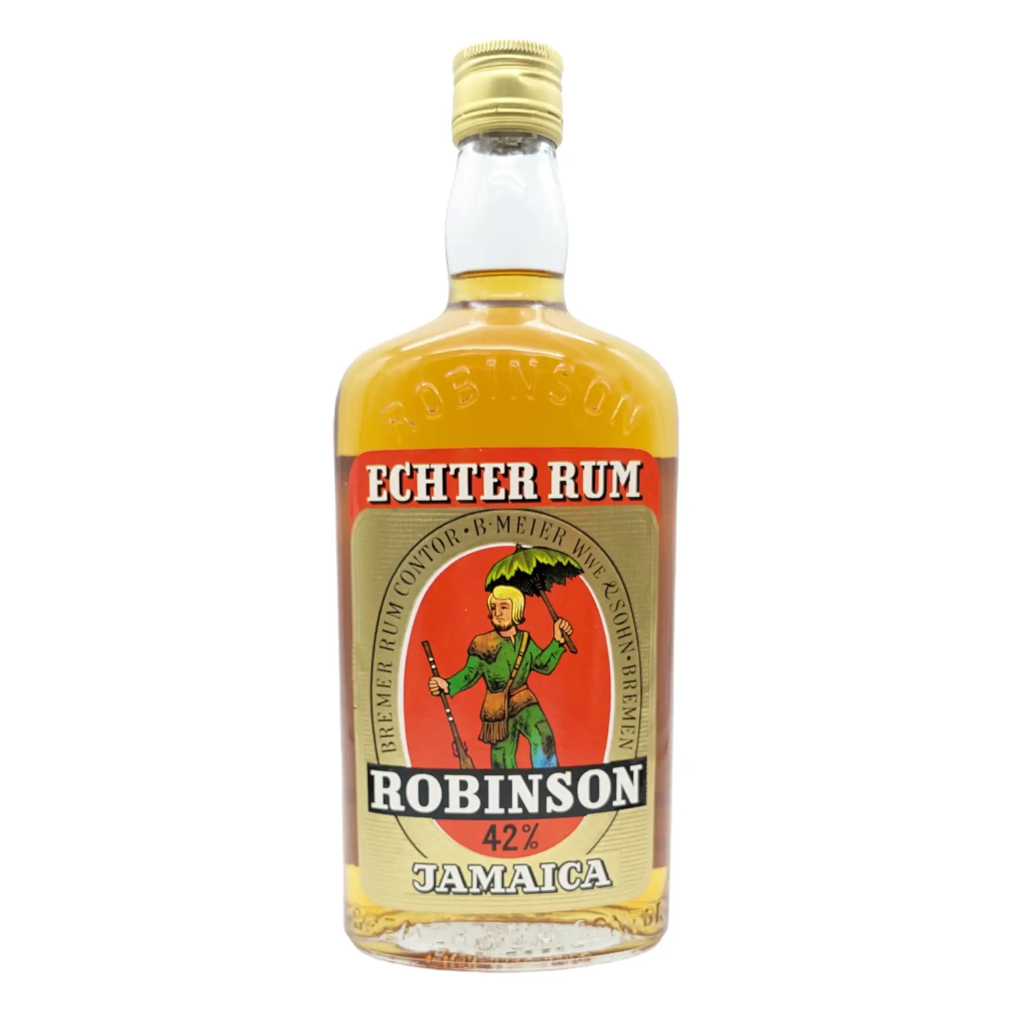 Image of the front of the bottle of the rum Robinson Echter Rum Jamaica