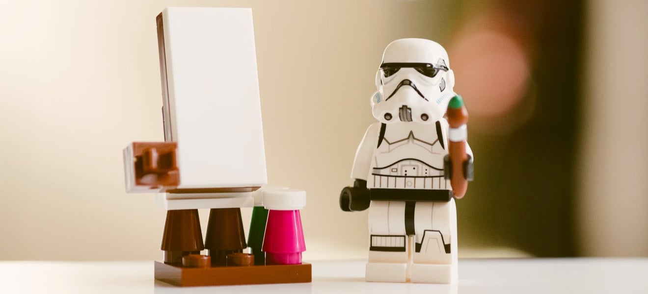 Lego storm trooper painting.