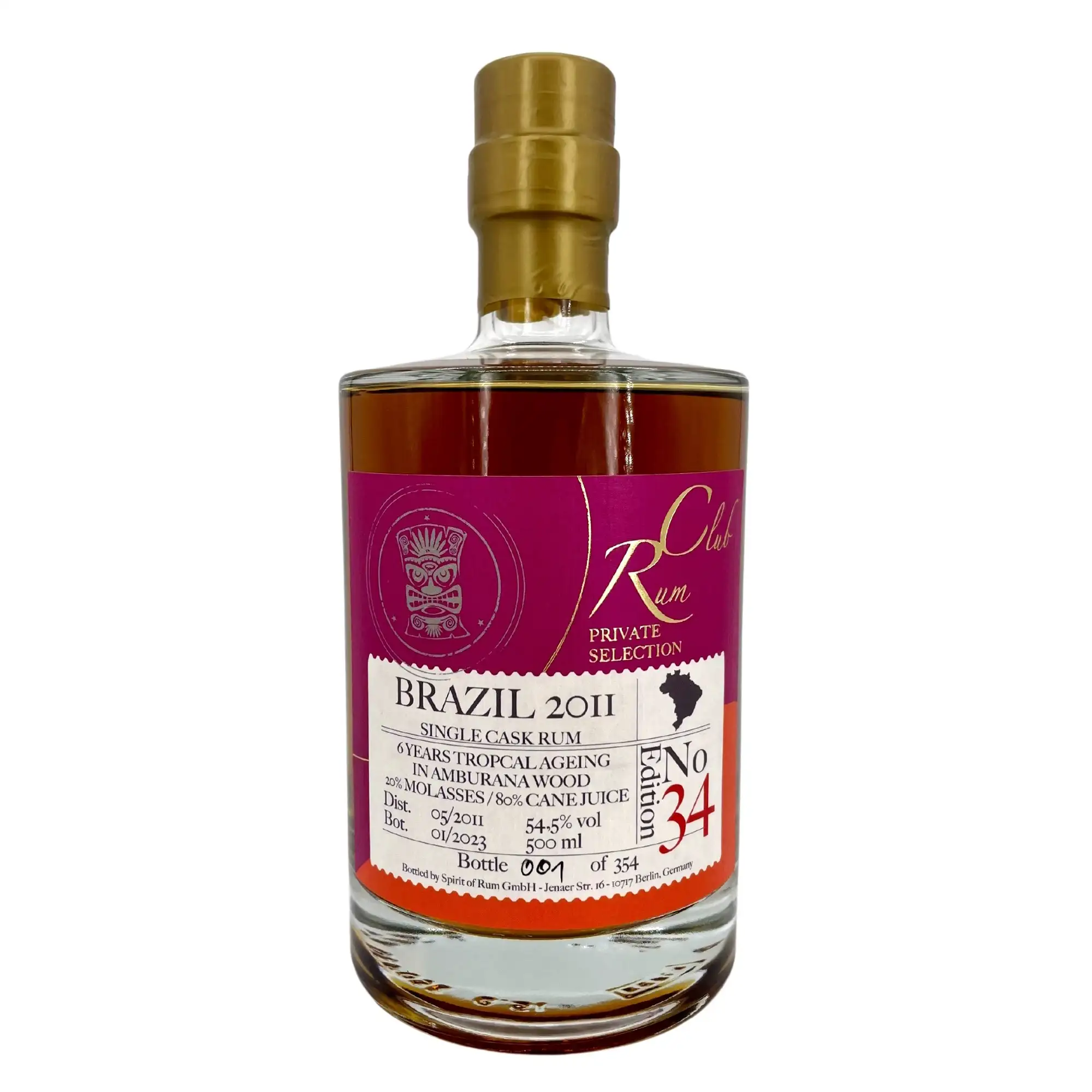 Image of the front of the bottle of the rum Rumclub Private Selection Ed. 34