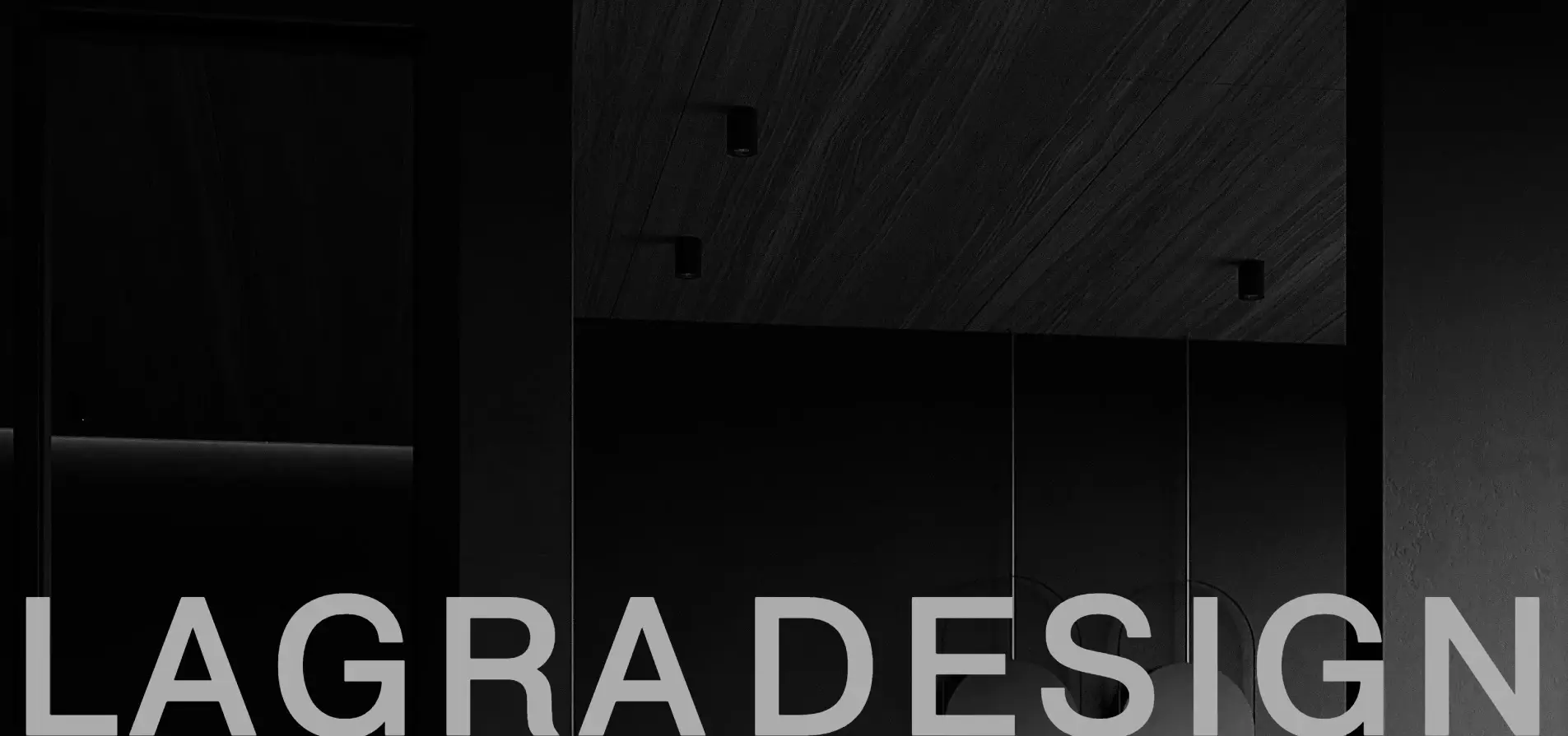 Dark, stylish website showcasing interior design expertise with a focus on performance and aesthetics