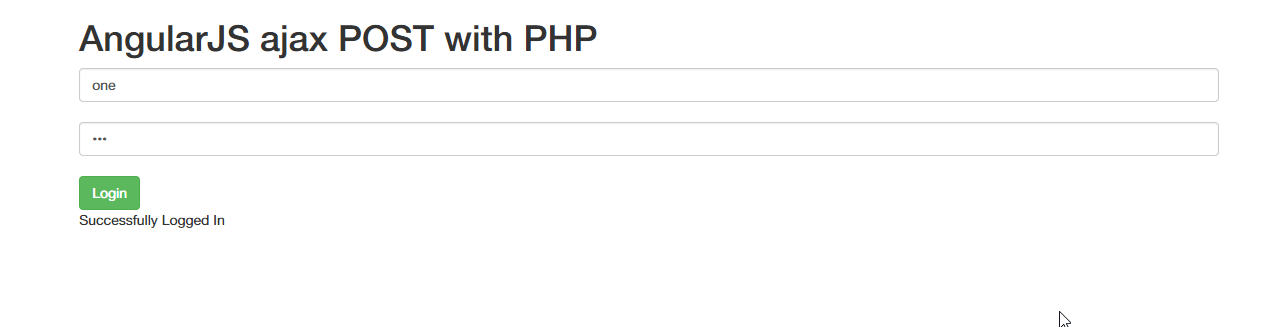 AngularJS POST request with PHP (Creating login form)