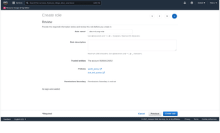 A screenshot of the fourth step in the AWS _Create role_ flow