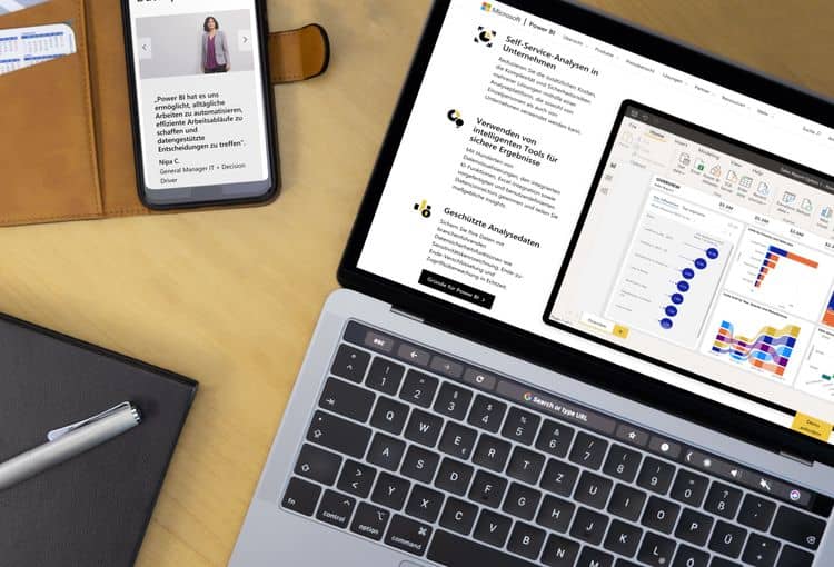 Power BI das mächtige Reporting Tool Screenshot eines Power BI Berichts auf Laptop und Smartphone