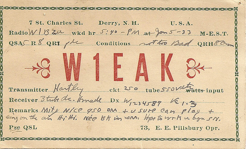 Amateur Radio W1EAK 1933