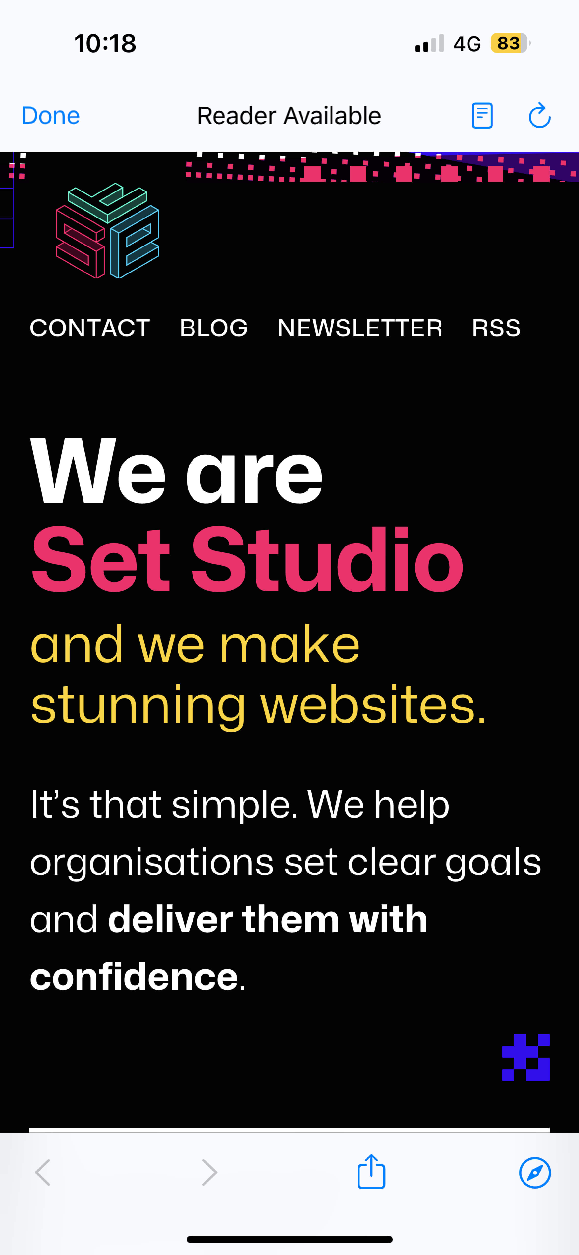 Set Studio website in-app browser