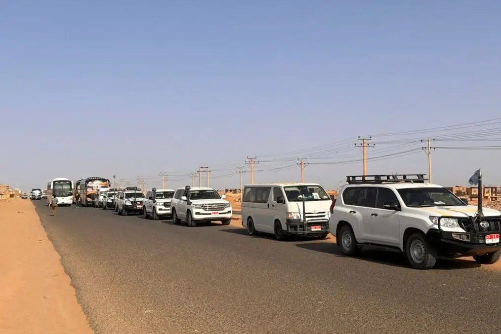 A convoy of expatriates leaving Sudan