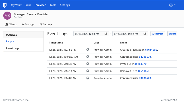 Provider Event Logs