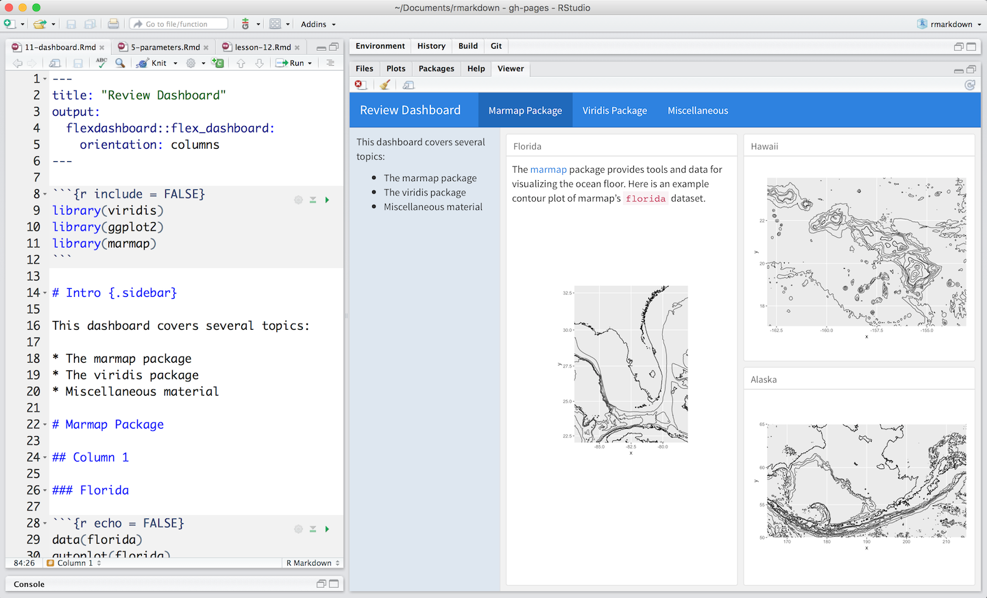 Hw to generate the following layout in a flexdashboard in rmarkdown? :  r/RStudio