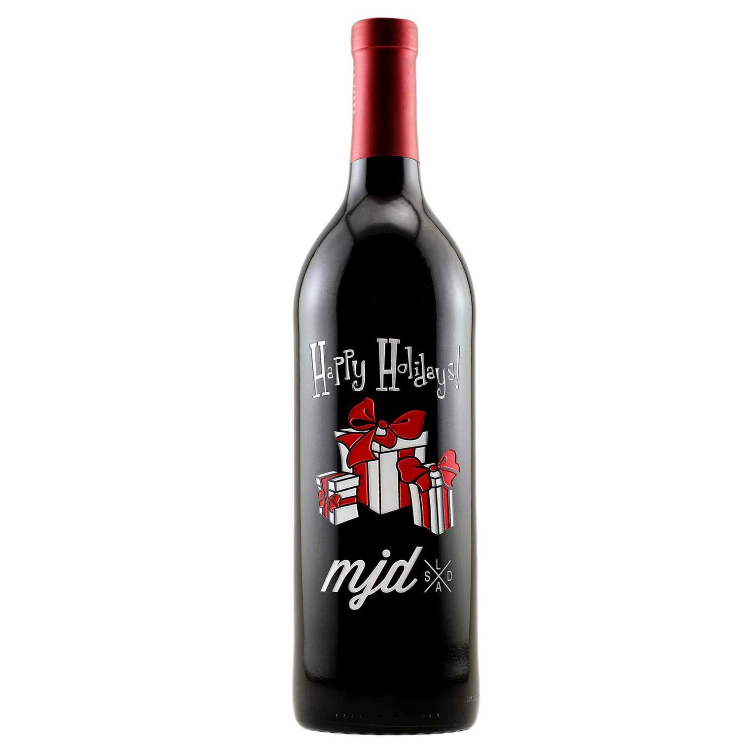 Custom etched holiday wine gift set by Etching Expressions