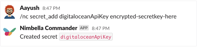 DigitalOcean bill in Slack by adding the encrypted API keys in Slack