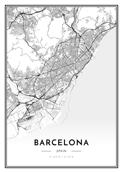 Barcelona city map poster