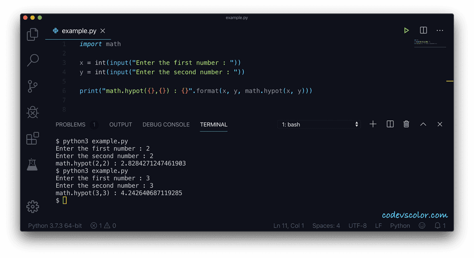 Python math.hypot method explanation with example - CodeVsColor