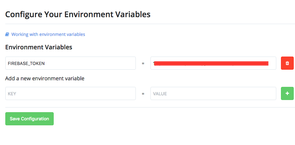 Add the environment variable to enable Codeship to deploy to Firebase